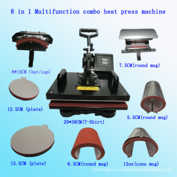 8 dans 1 multifonction Combo machine de presse de chaleur multifonction Combo machine de transfert de chaleur T-Shirt machine d&#39;impression Stc-SD08